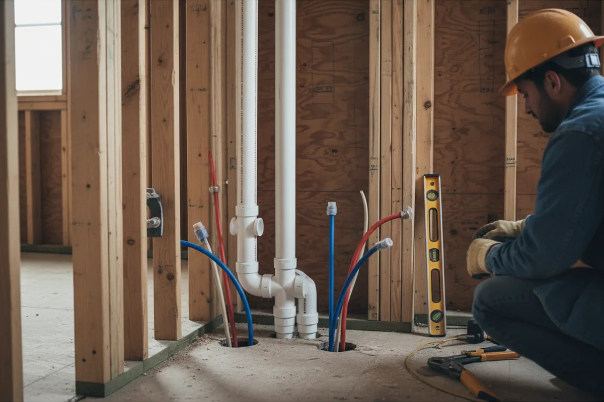 Drain and supply rough-in during Leak Detection in Villa Maria